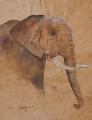 elephant technique mixte sur papier d'himalaya