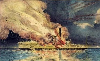 Steamer on fire