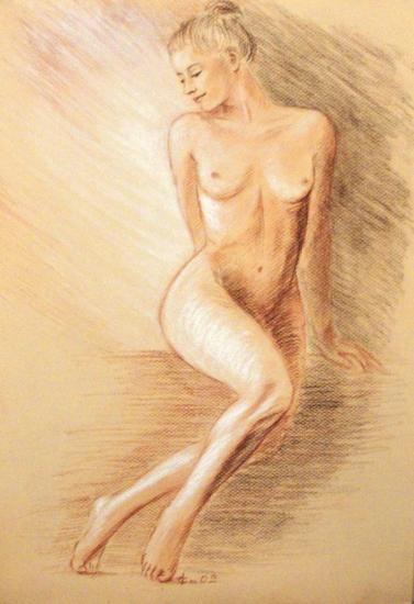 Raffin&eacute;e, dessin &agrave; la sanguine, 31*44cm