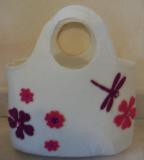 Sac � main blanc, fleurs, libellule et strass.