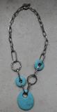 Collier m�tal et turquoise