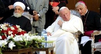 Le pape JEAN PAUL II et le grand mufti de Damas