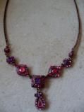 Collier bronze strass rose et violet