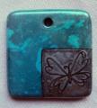 carré 21 - turquoise et platine, motif papillon