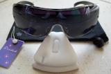 Lunettes de soleil, masque noir et strass
