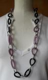 Sautoir anneaux m�tal, noir et violet