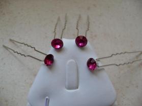 Epingles cheveux strass rose.