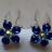 Epingles cheveux fleurs strass bleu, zoom